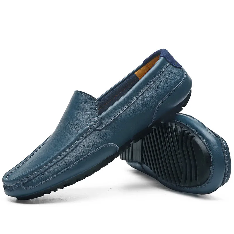 Men's Spring/Autumn Genuine Leather Casual Slip-On Loafers/Moccasins | Plus Size