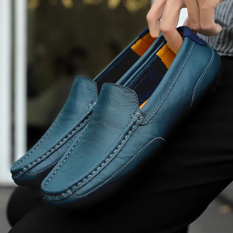 Men's Spring/Autumn Genuine Leather Casual Slip-On Loafers/Moccasins | Plus Size