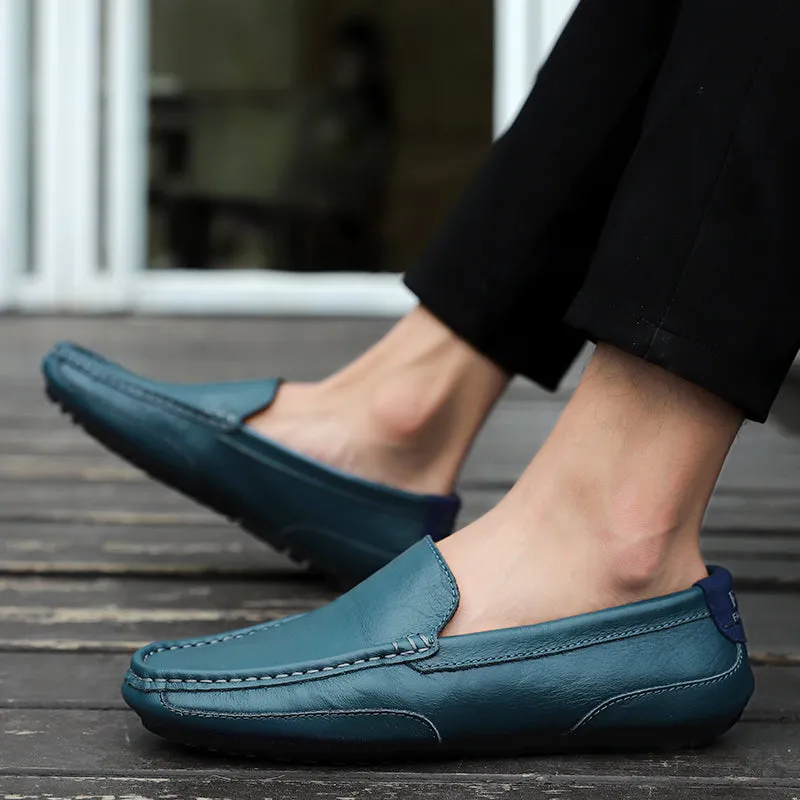Men's Spring/Autumn Genuine Leather Casual Slip-On Loafers/Moccasins | Plus Size