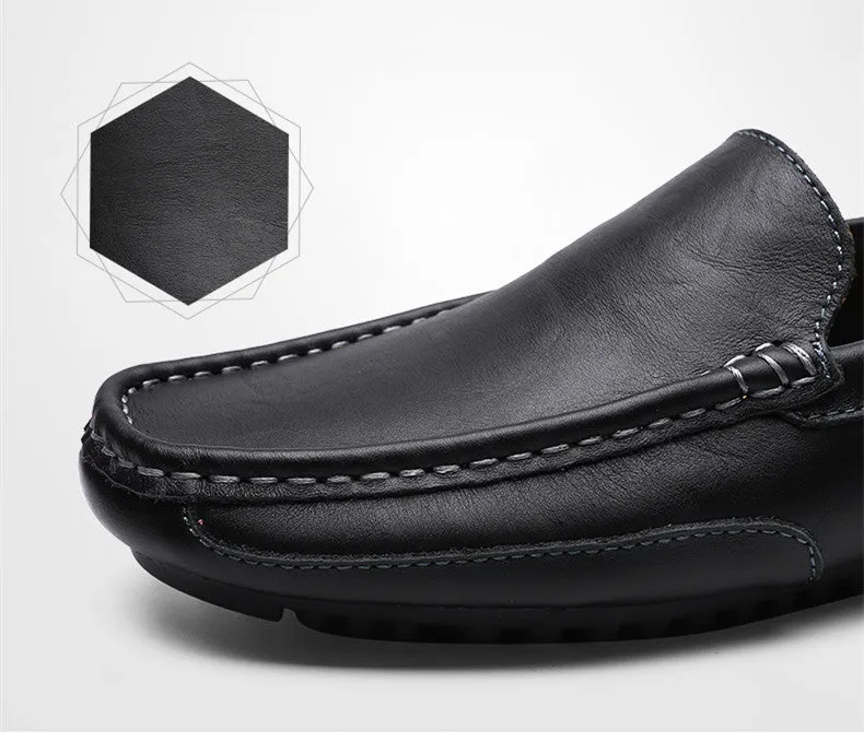 Men's Spring/Autumn Genuine Leather Casual Slip-On Loafers/Moccasins | Plus Size