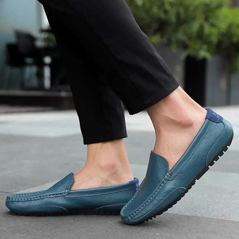 Men's Spring/Autumn Genuine Leather Casual Slip-On Loafers/Moccasins | Plus Size