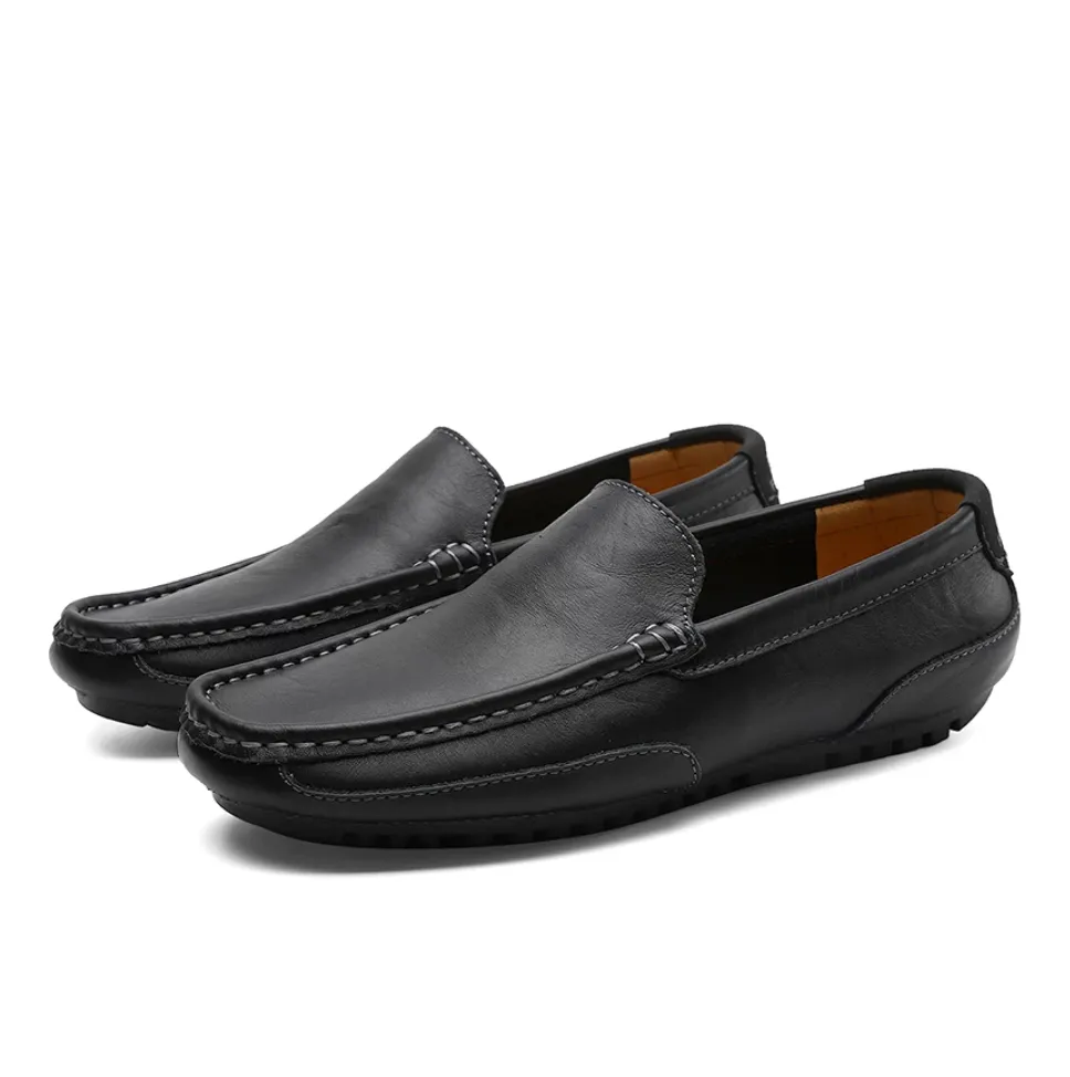 Men's Spring/Autumn Genuine Leather Casual Slip-On Loafers/Moccasins | Plus Size