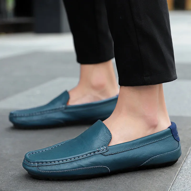 Men's Spring/Autumn Genuine Leather Casual Slip-On Loafers/Moccasins | Plus Size