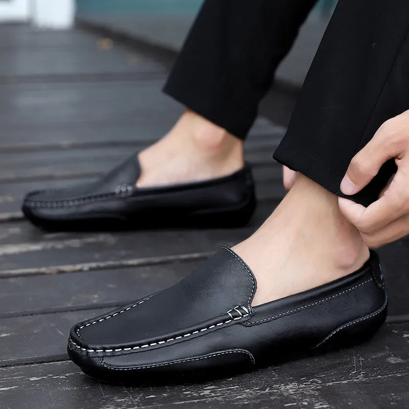 Men's Spring/Autumn Genuine Leather Casual Slip-On Loafers/Moccasins | Plus Size