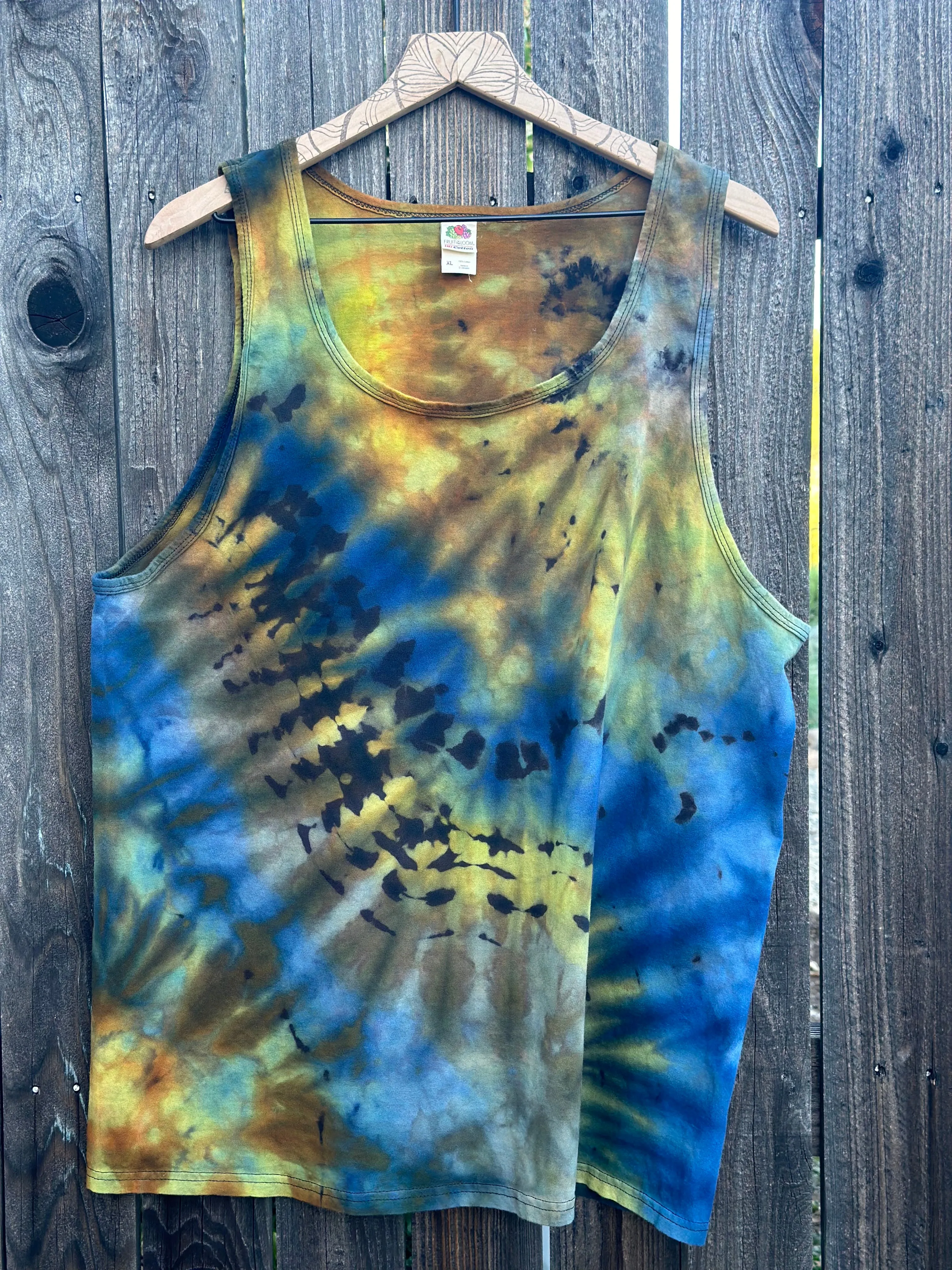 Men’s XL Reverse Ice Dyed Tank Top in ‘Indigo Sage’