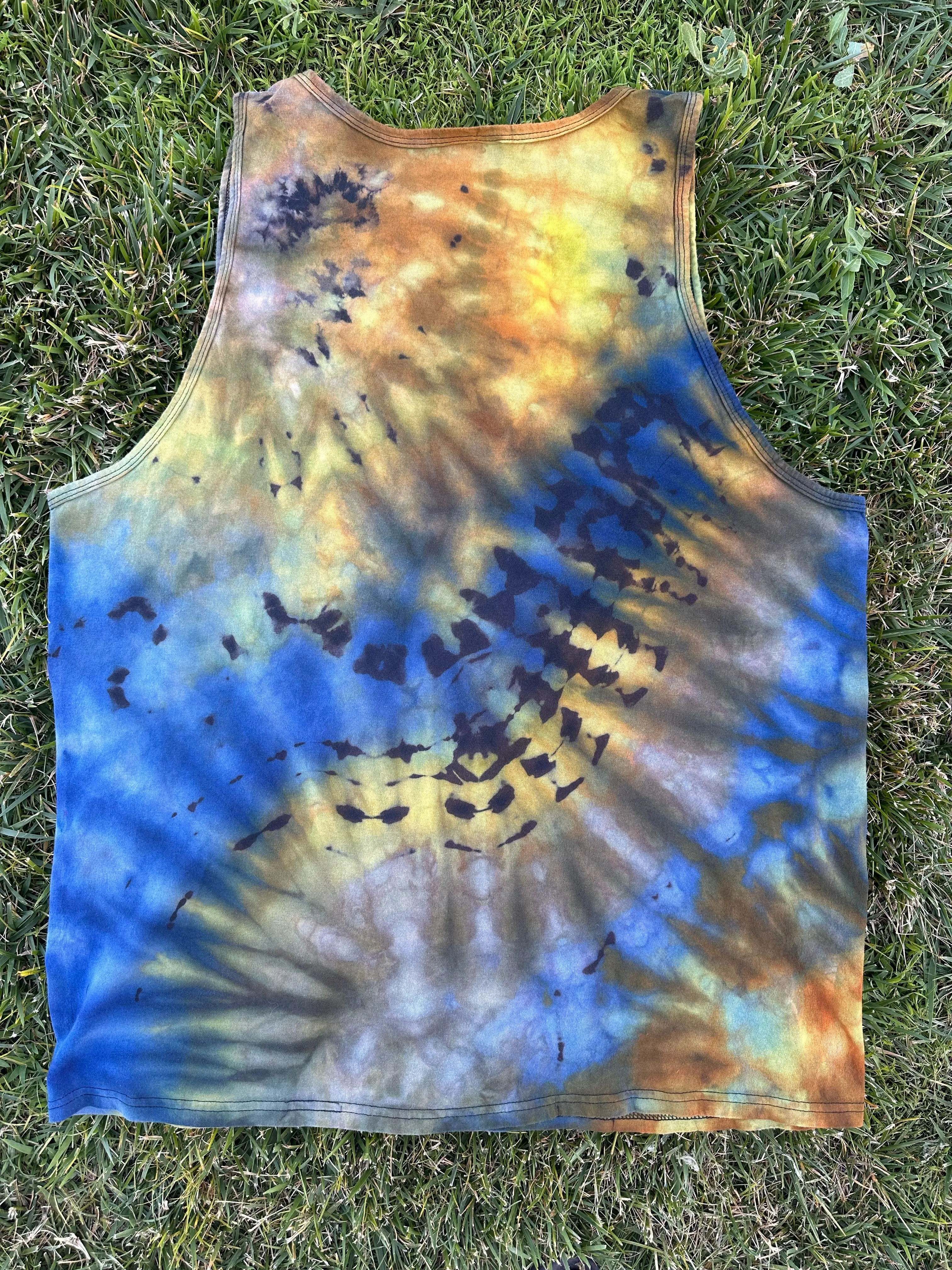 Men’s XL Reverse Ice Dyed Tank Top in ‘Indigo Sage’