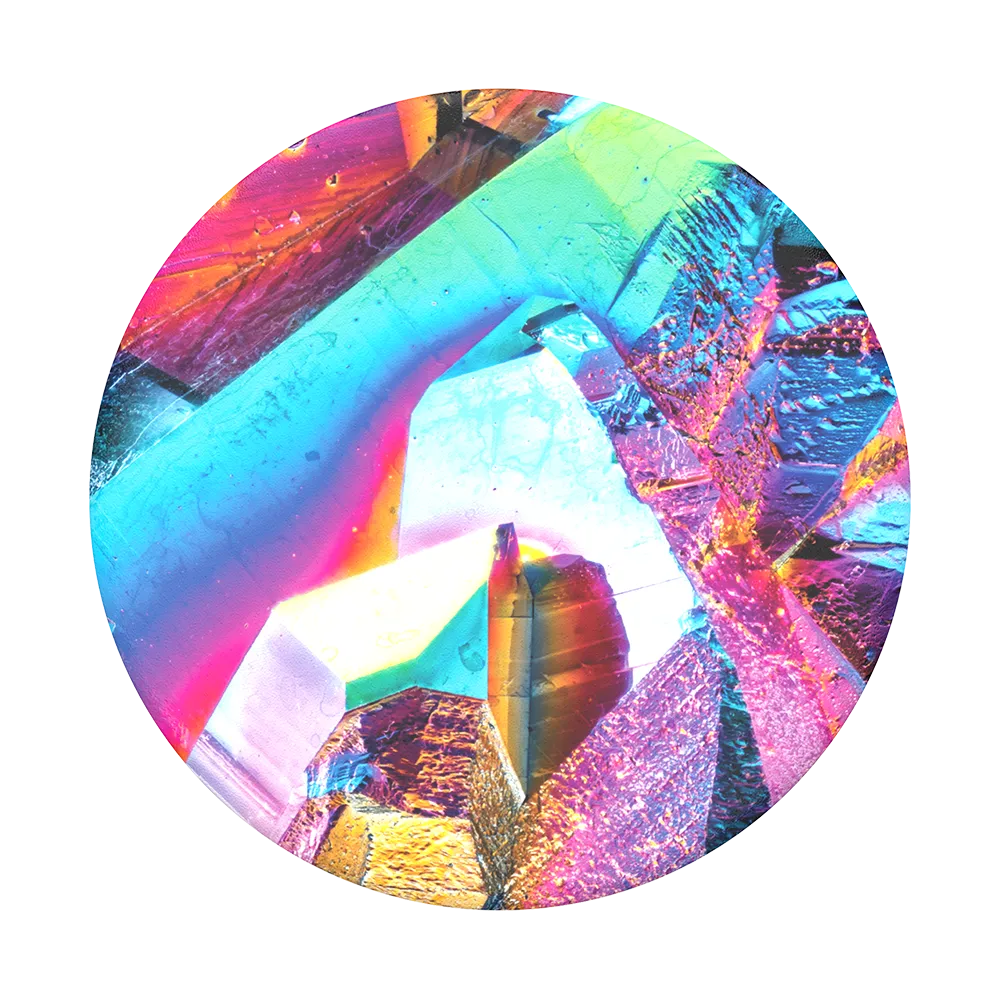 Mobile accessory expanding hand-grip and stand Popsocket in multicolour gem pattern