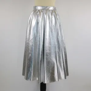 MSGM Silver Pleated Midi Skirt