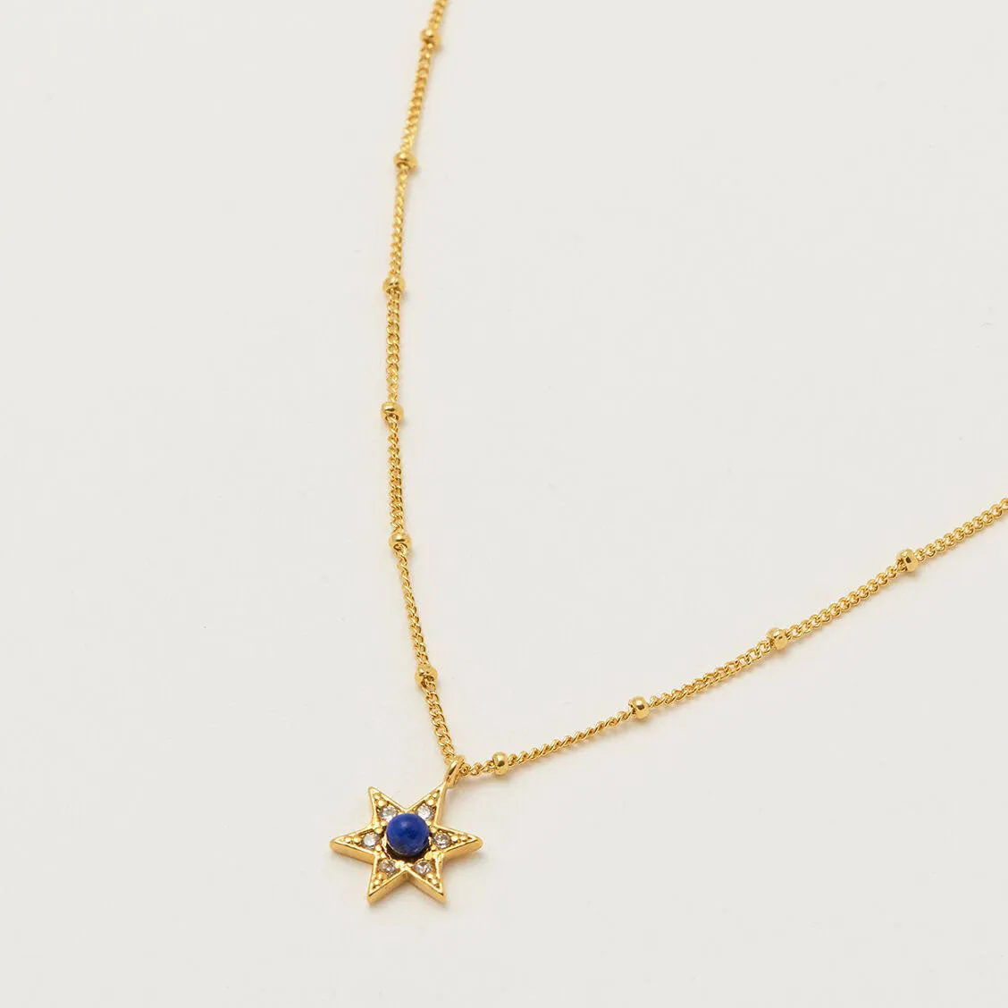 Necklace Lapis CZ Star - Gold Plated