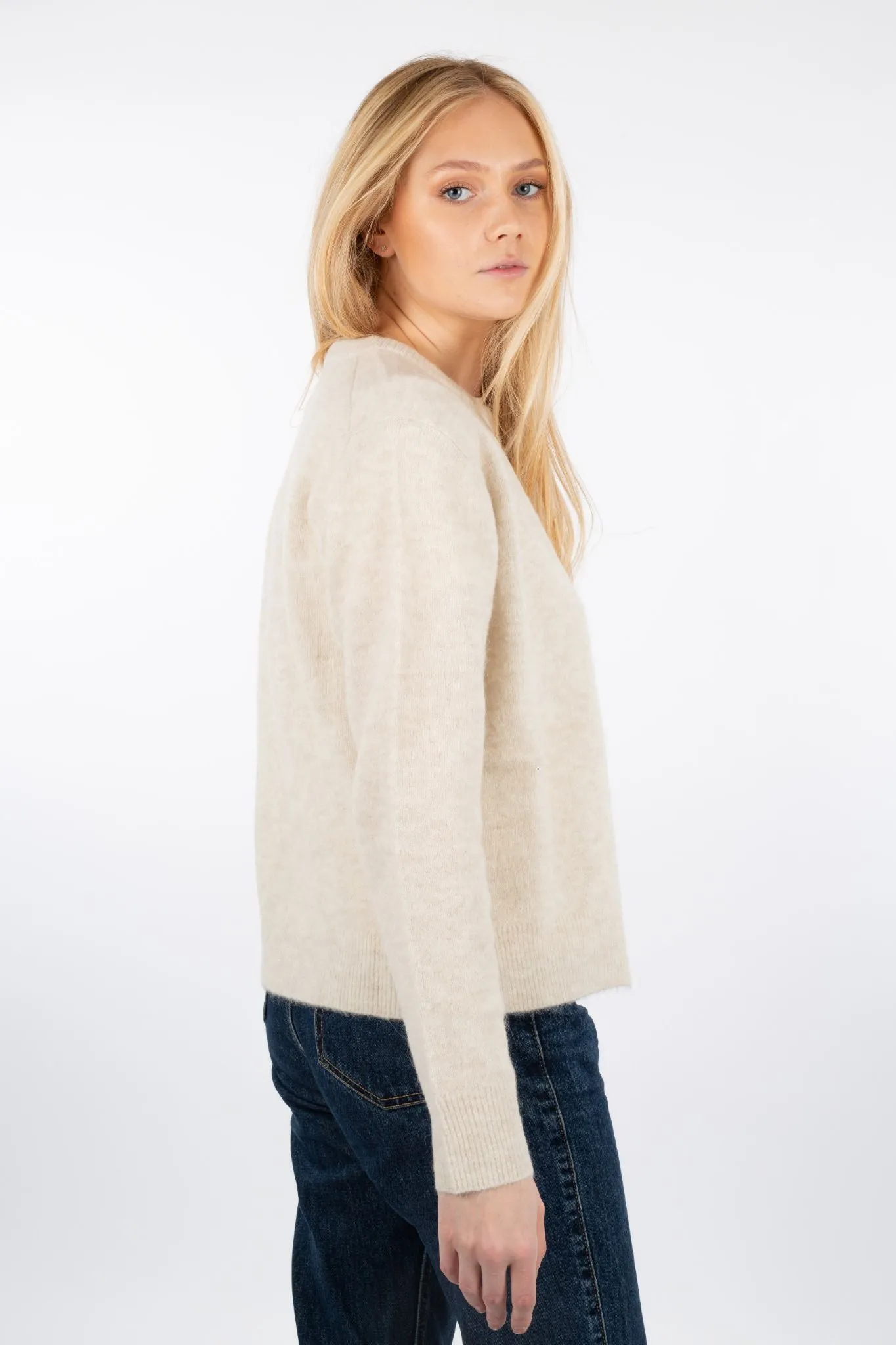 Nor Short Cardigan - Eggnog Mel.