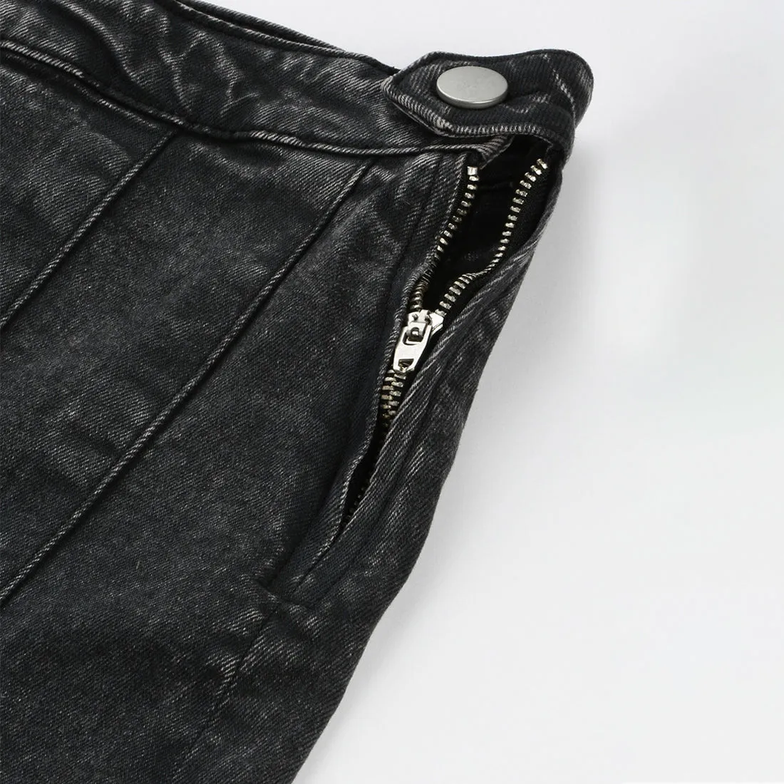 Pleated Denim Mini Skirt