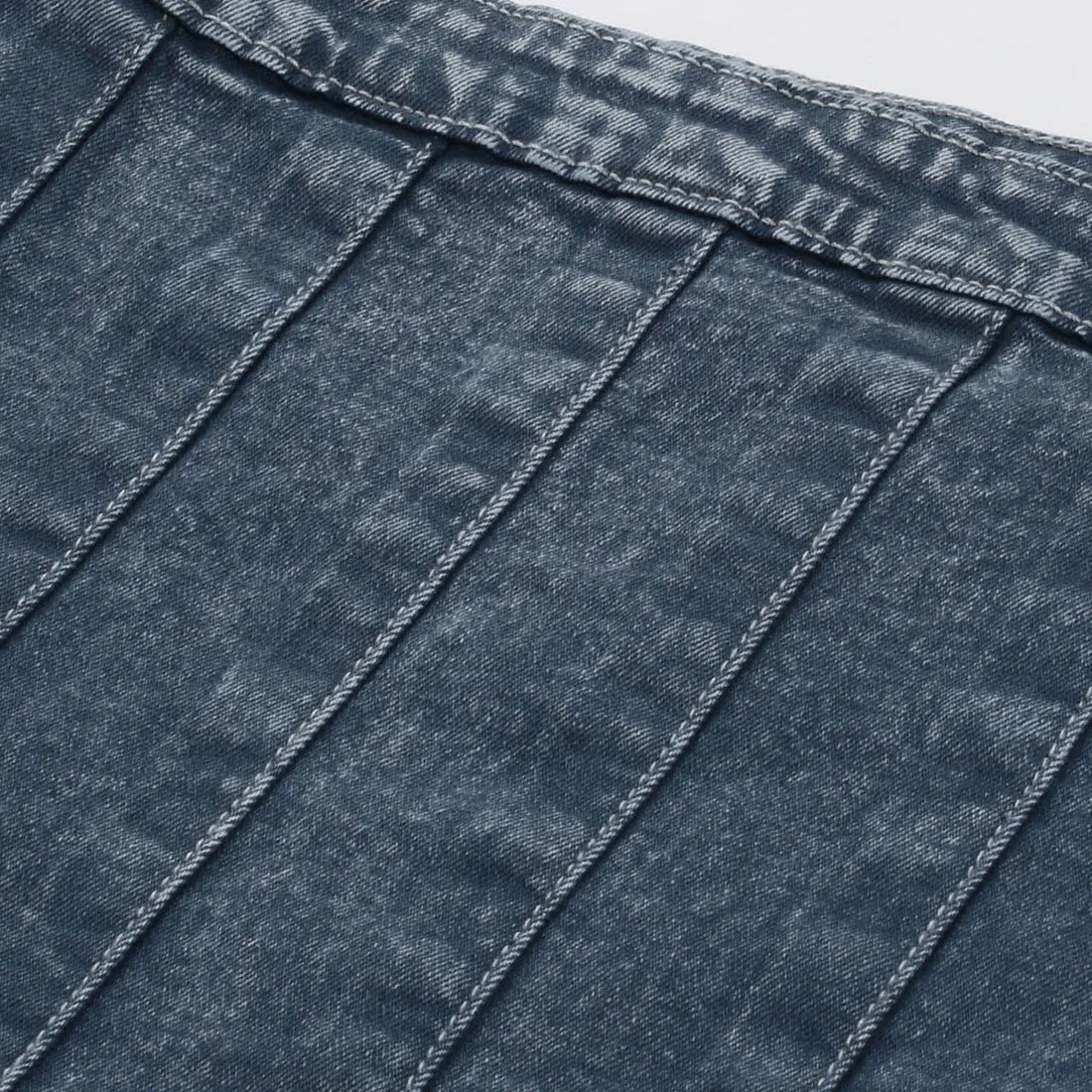 Pleated Denim Mini Skirt