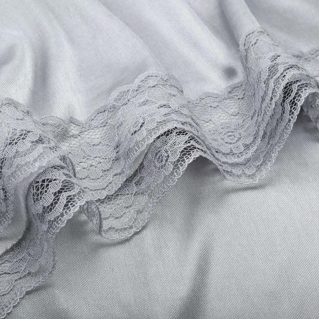 Plus Size Silver Silk Lace slip