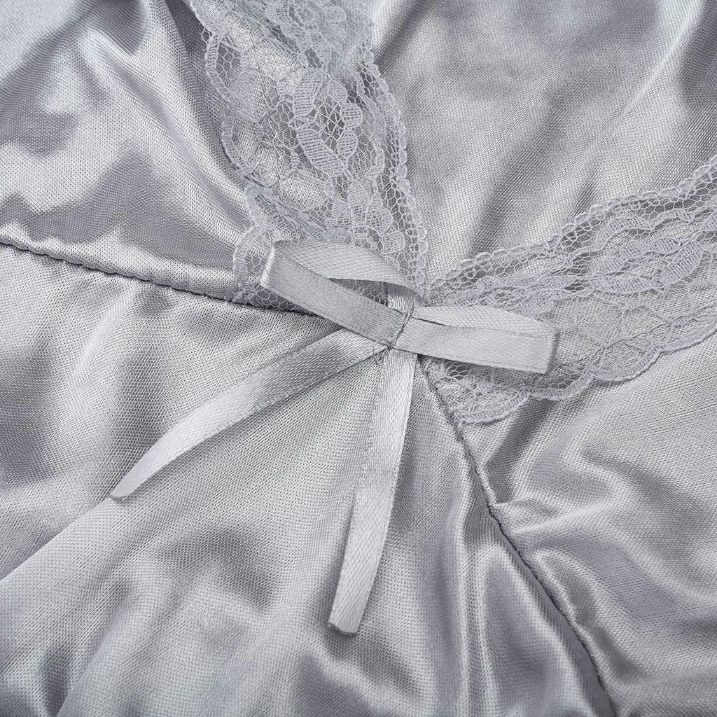 Plus Size Silver Silk Lace slip