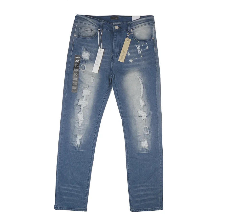 REASON DISTRESSED DENIM JEANS M BLUE - RMP-F22-003
