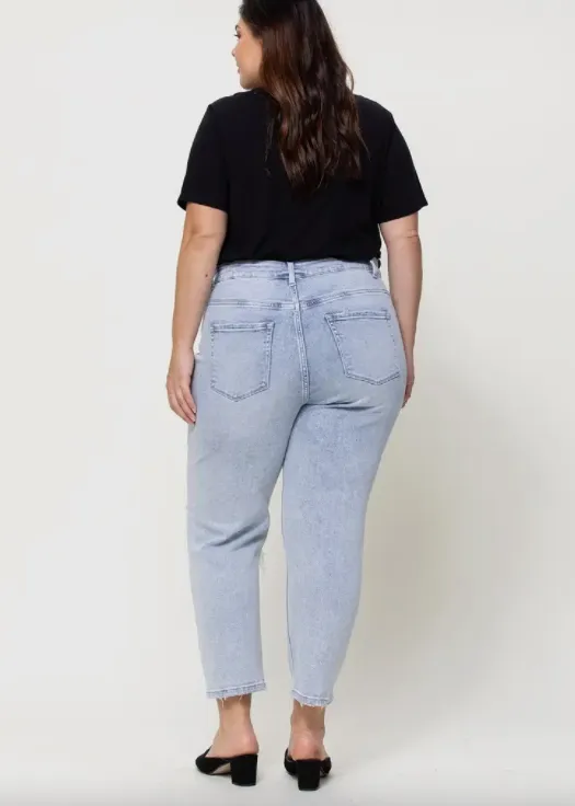 Ripped Stretch Mom Jeans