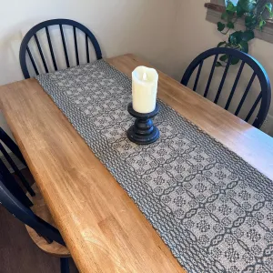 Saratoga Green and Linen Woven Table Runner 56"