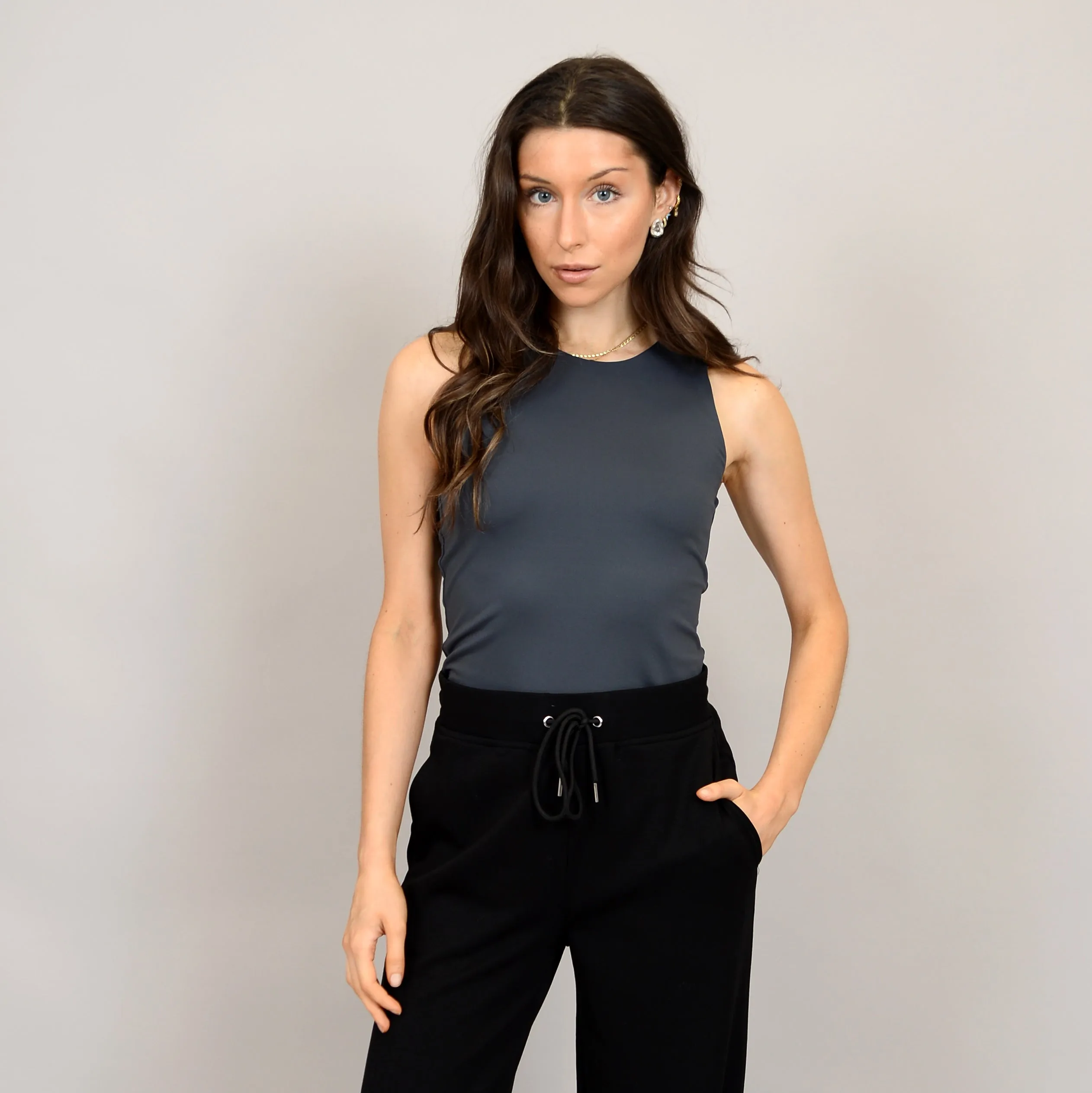 SECOND SKIN BY RD STYLE  MARIA TANK TOP-BLACK INK