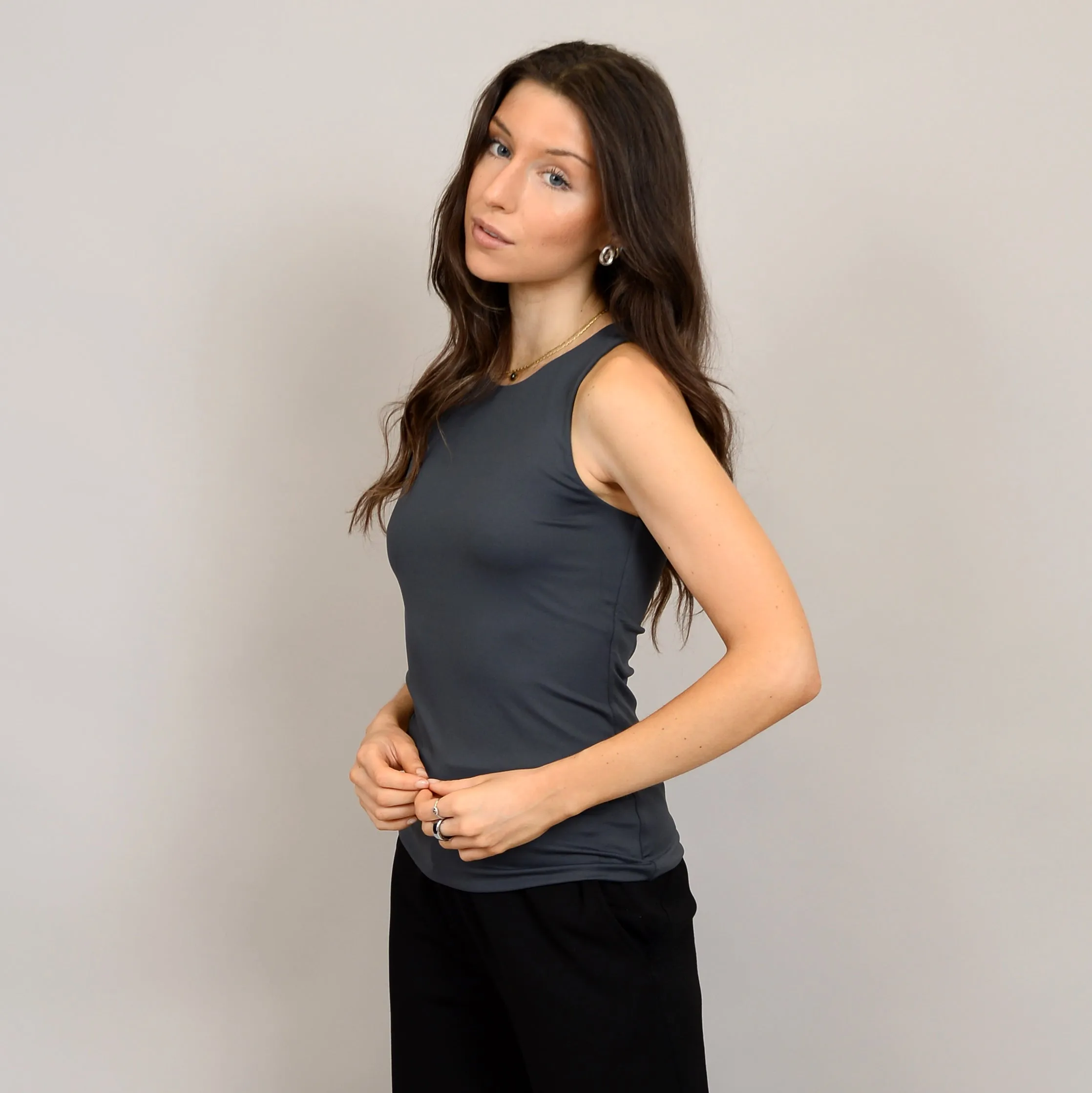 SECOND SKIN BY RD STYLE  MARIA TANK TOP-BLACK INK