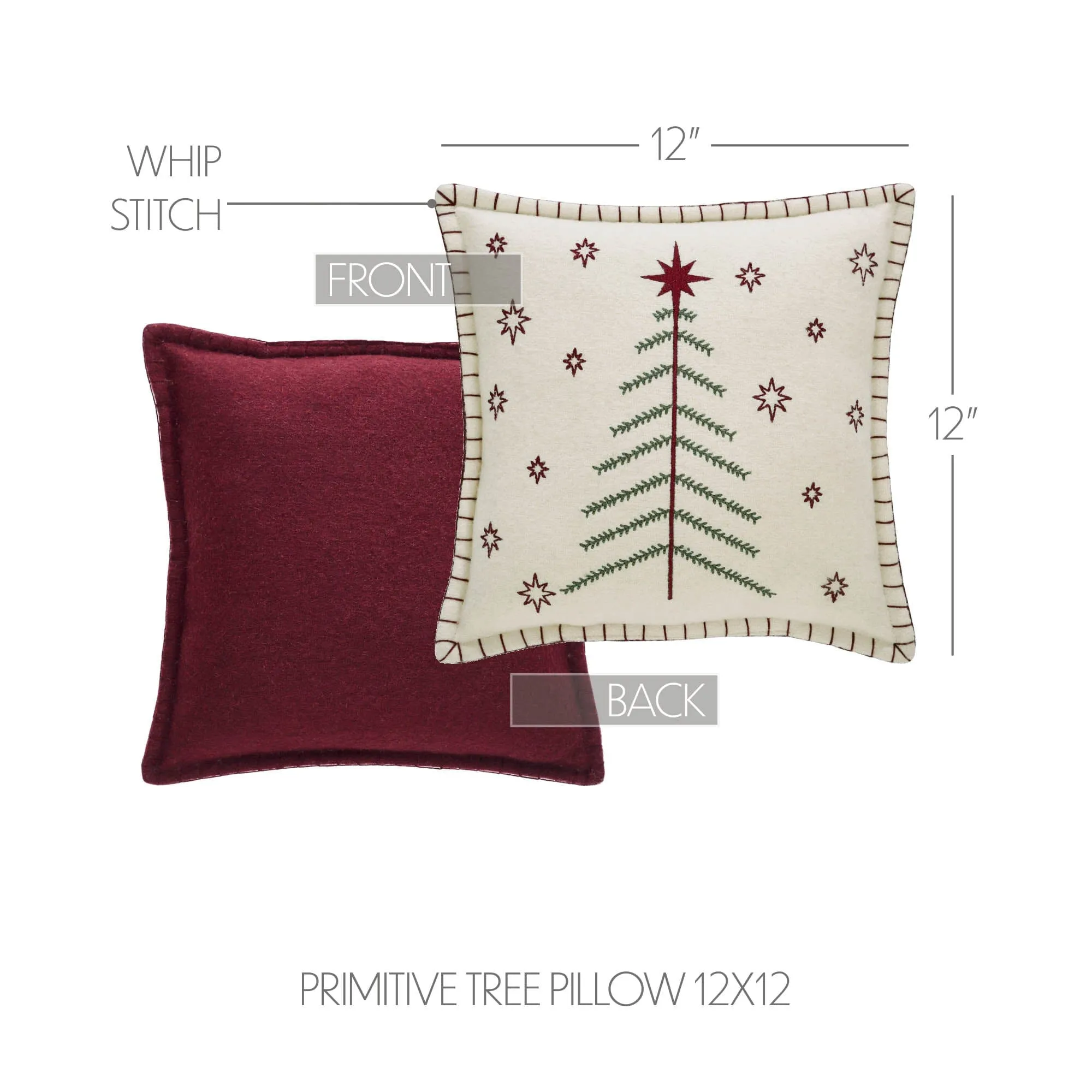 Star of Wonder Primitive Tree Pillow 12"