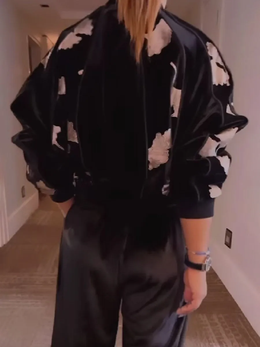 Velvet Print Patchwork Jacket