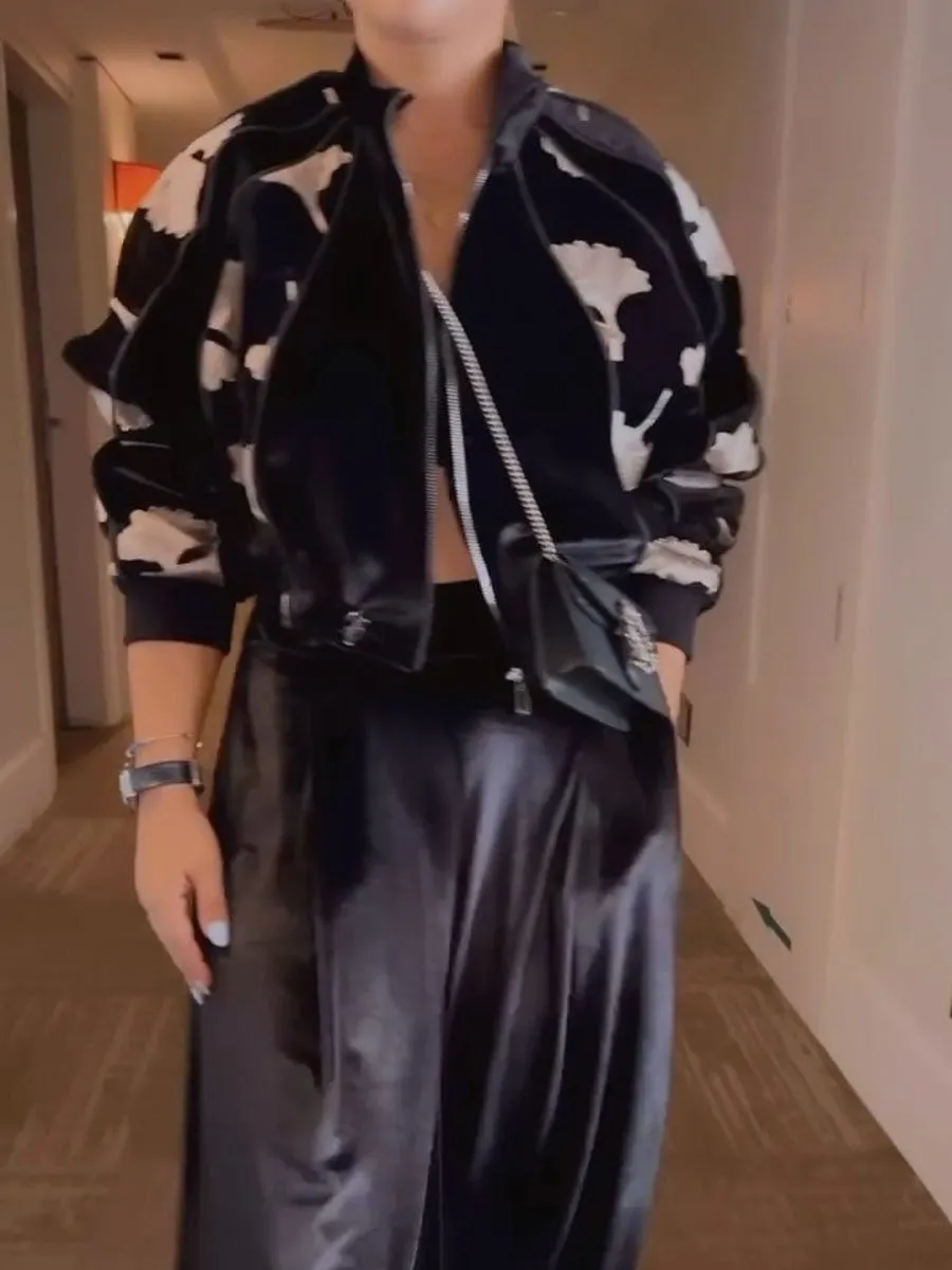 Velvet Print Patchwork Jacket