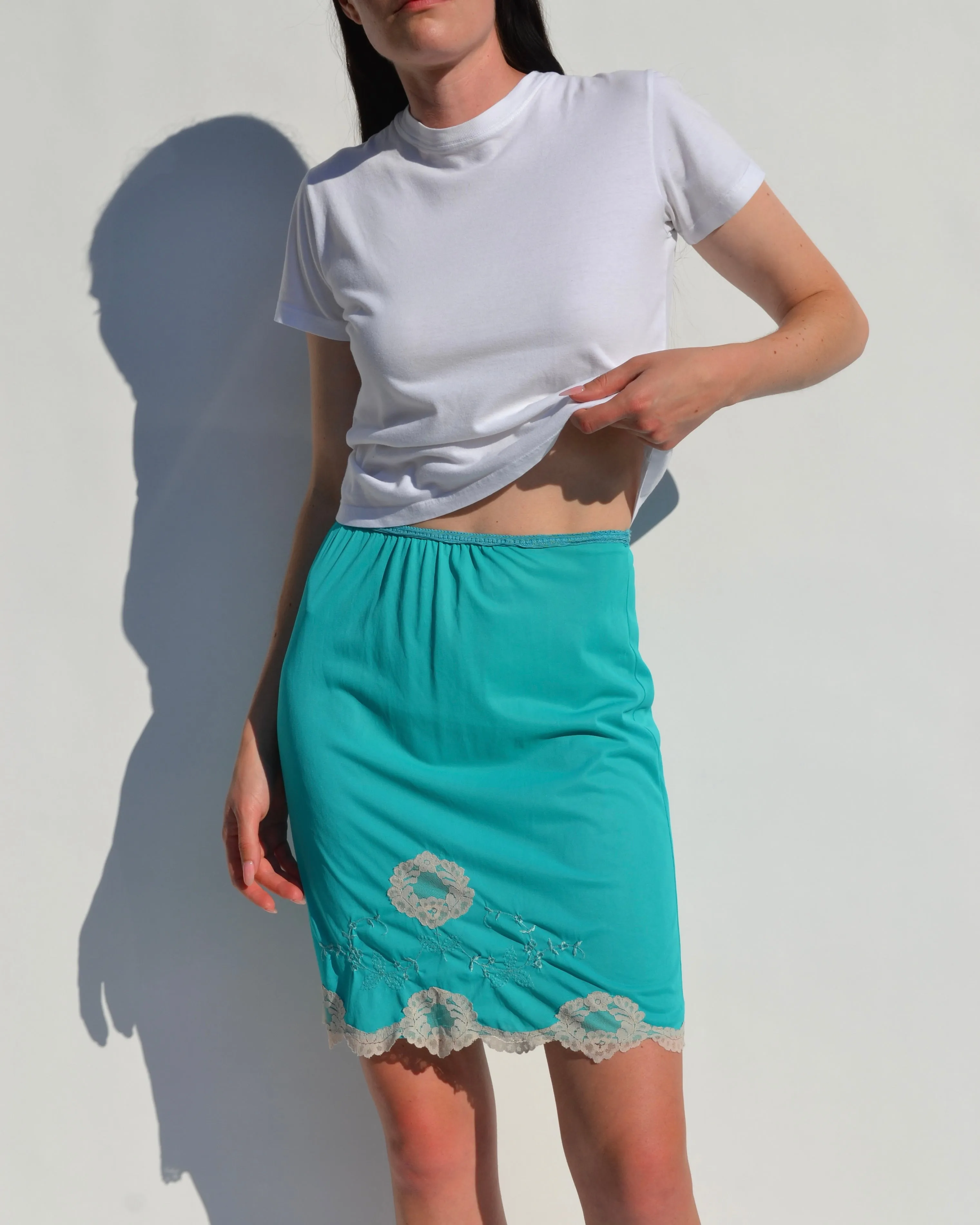 Vintage Teal Slip Skirt