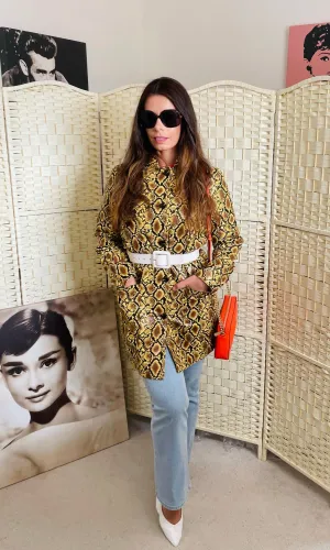 Vinyl Faux Snake Print Coat