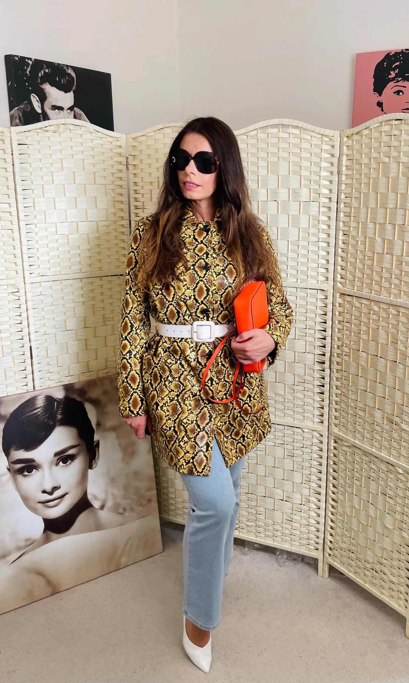 Vinyl Faux Snake Print Coat
