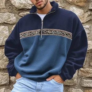 WIAOFELLAS  -  Autumn and Winter Men's Loose Casual Fashion Hoodie Street Vintage Fleece Sweatshirt Autumn and Winter Color Casual Jacket