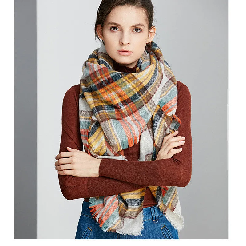 Winter Plaid Acrylic Warm Scarf
