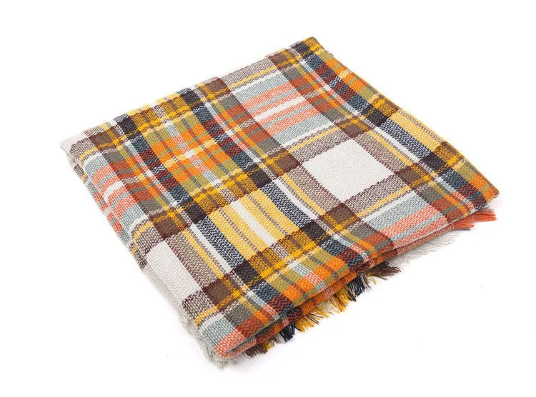 Winter Plaid Acrylic Warm Scarf