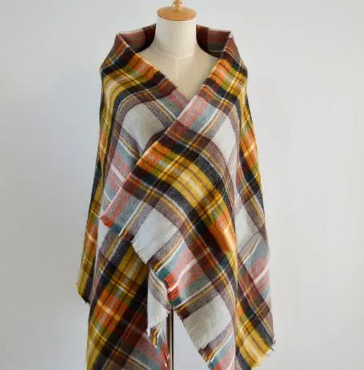 Winter Plaid Acrylic Warm Scarf