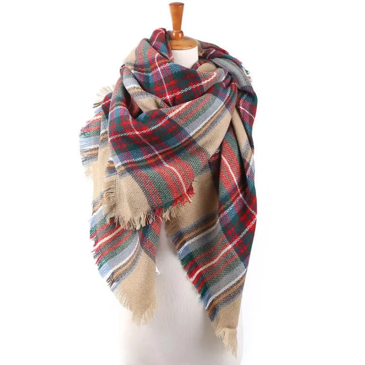 Winter Plaid Acrylic Warm Scarf